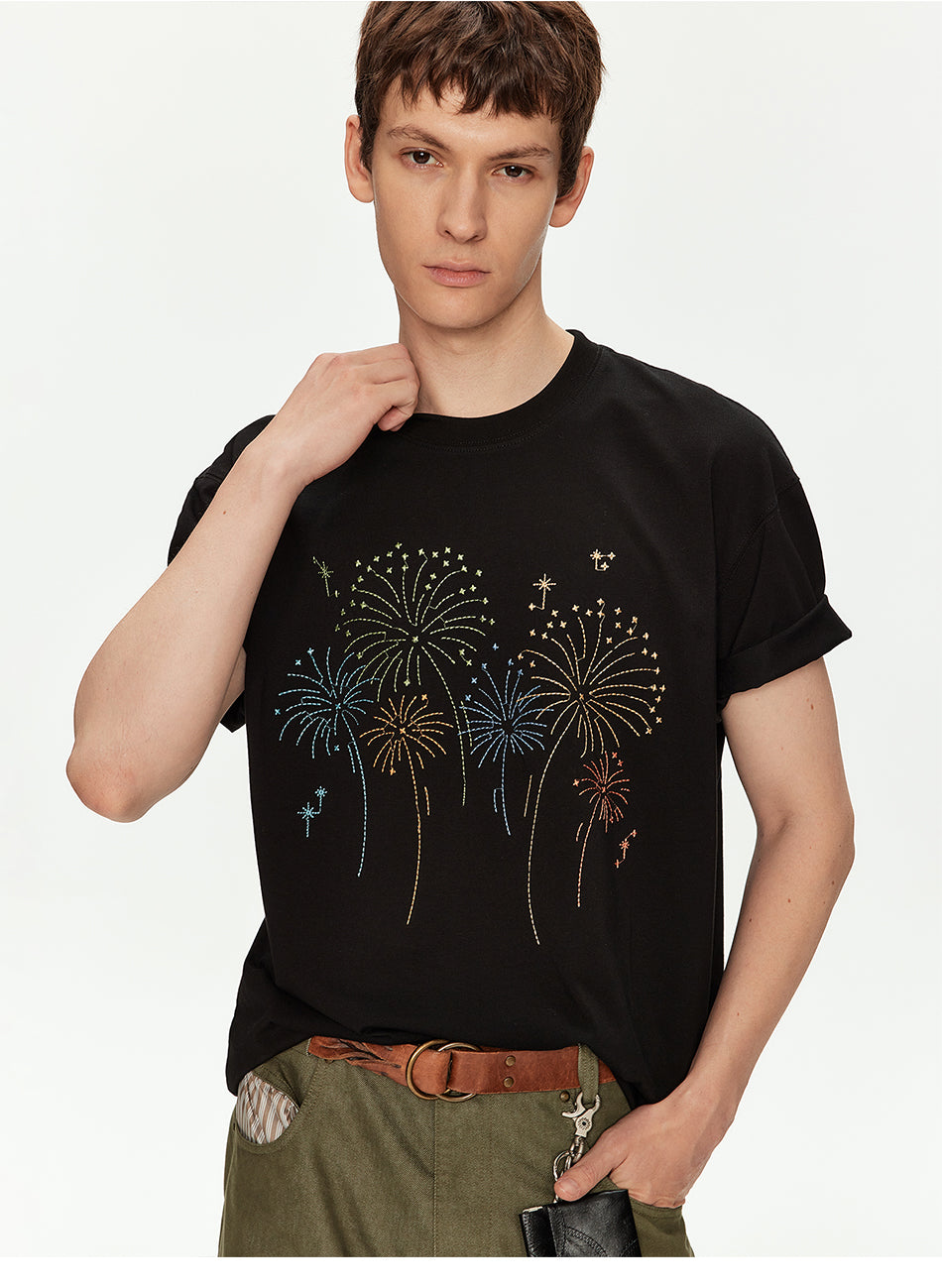 MADWITCH FIREWORK EMBROIDERED VINTAGE T SHIRT #991325