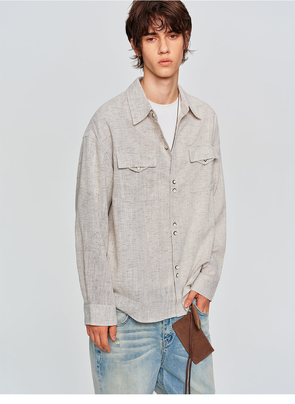 MADWITCH LINEN-BLEND TWO-POCKET SHIRT #880953
