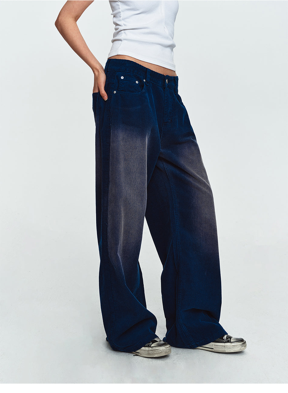 MADWITCH GRADIENT WASHED CORDUROY WIDE-LEG JEANS #G60130