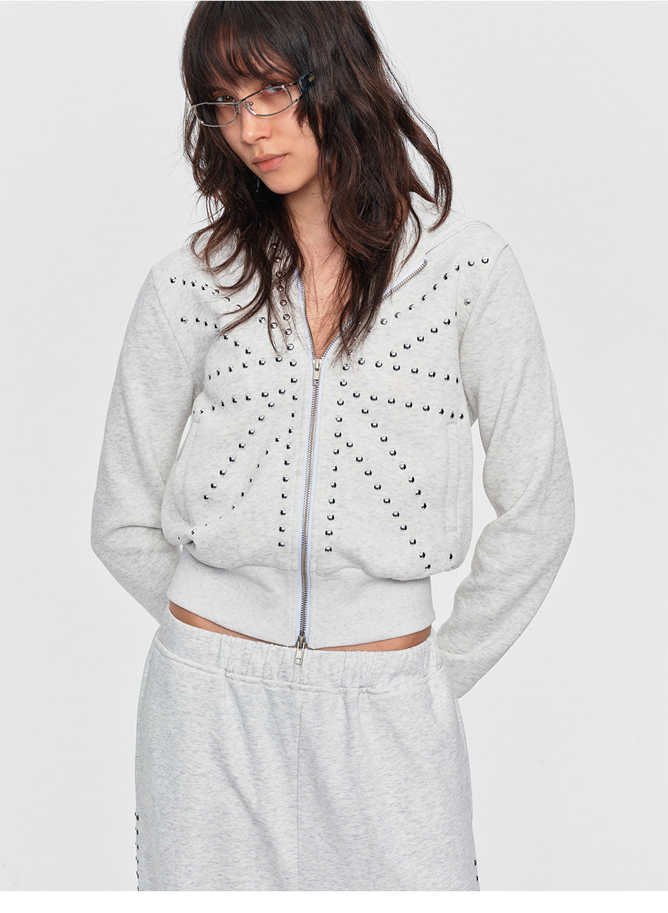 MADWITCH STUDDED CROPPED ZIP HOODIE #G2621