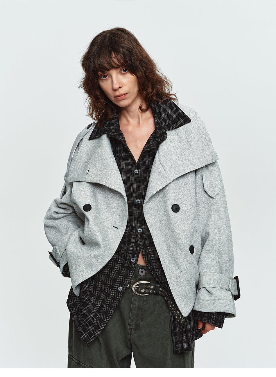 MADWITCH DOUBLE-BREASTED UTILITY-STRAP STAND-COLLAR SWEATSHIRT #G2611
