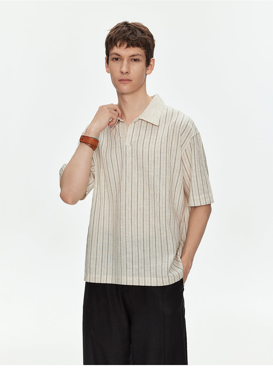 MADWITCH CUBA COLLAR STRIPE SHIRT #C2646C26