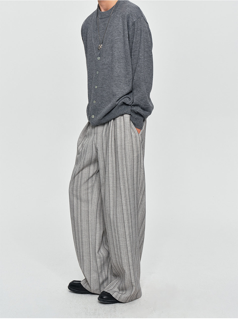 MADWITCH PLEATED STRIPED WIDE-LEG TROUSERS #K2080
