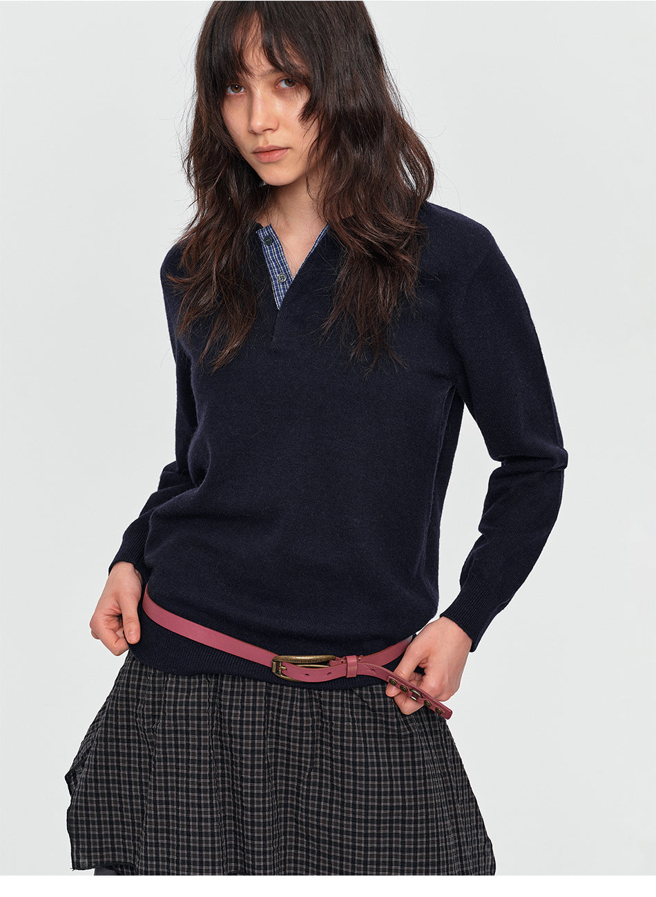 MADWITCH CONTRAST-COLLAR PLAID WOOL-BLEND CARDIGAN #11889