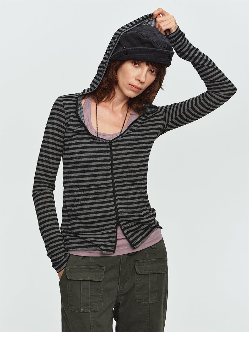 MADWITCH TENCEL HOODED STRIPE JACKET #G2026173