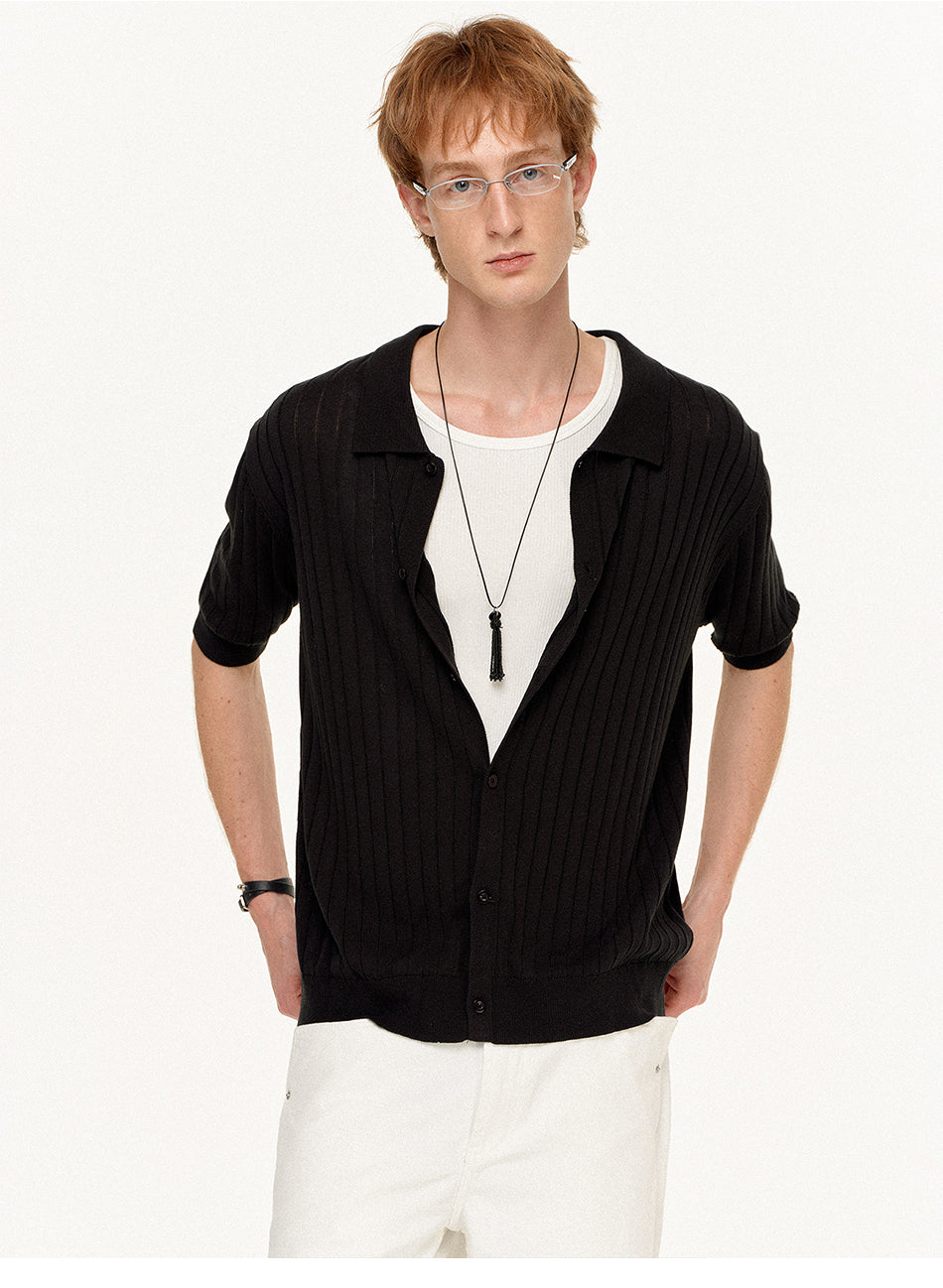 MADWITCH RIBBED POLO RELAXED TEE #AB1170
