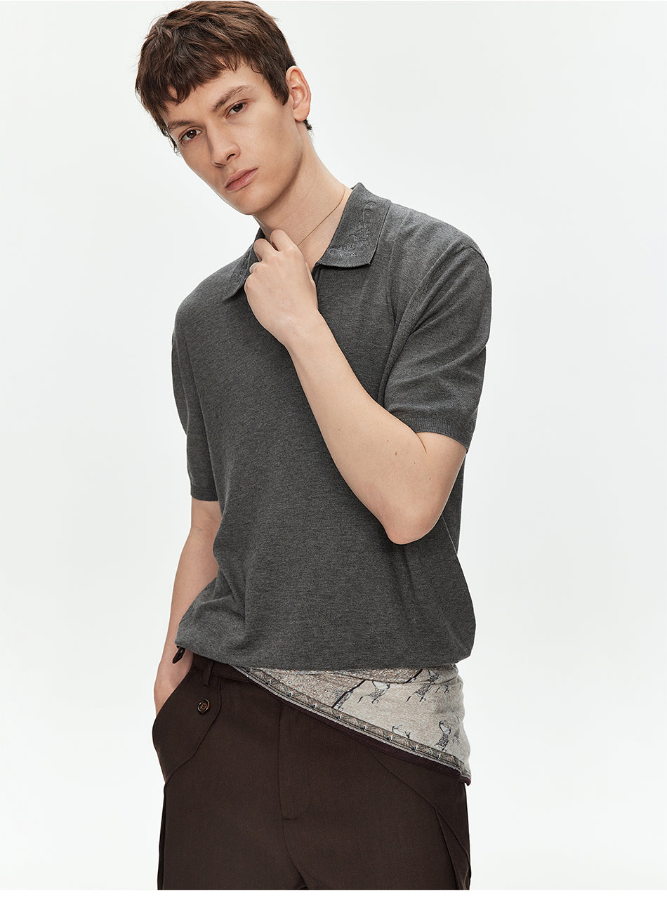 MADWITCH LYOCELL EMBROIDERED KNIT POLO SHIRT #27511