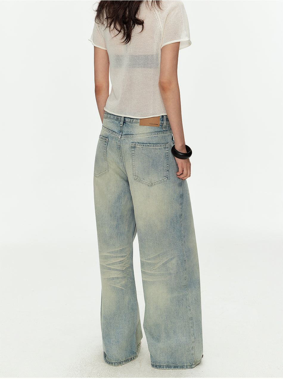 MADWITCH VINTAGE CURVED BUTTON WIDE JEANS #G60041