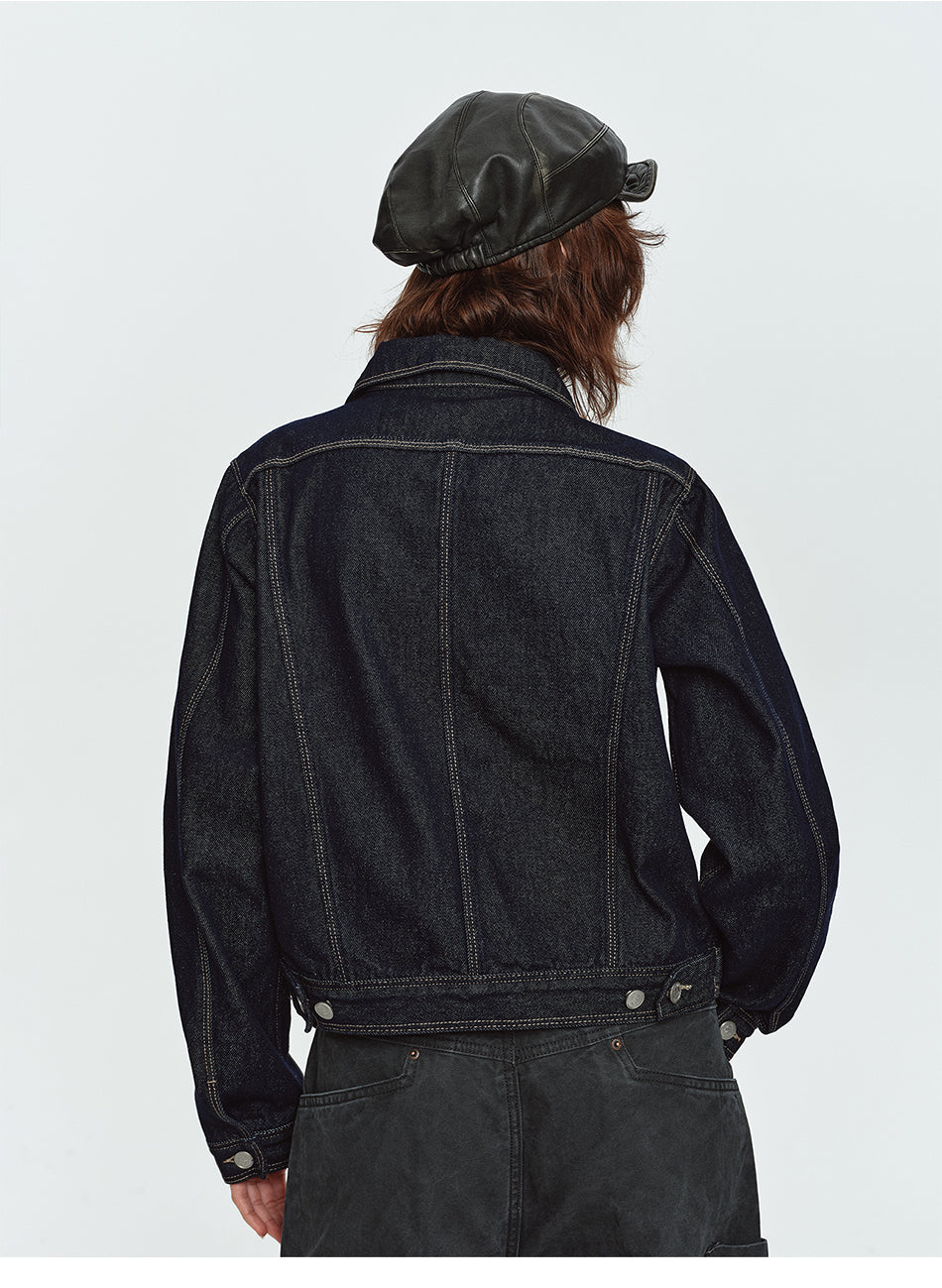 MADWITCH CONTRAST-STITCH CROPPED DENIM JACKET #C2026419