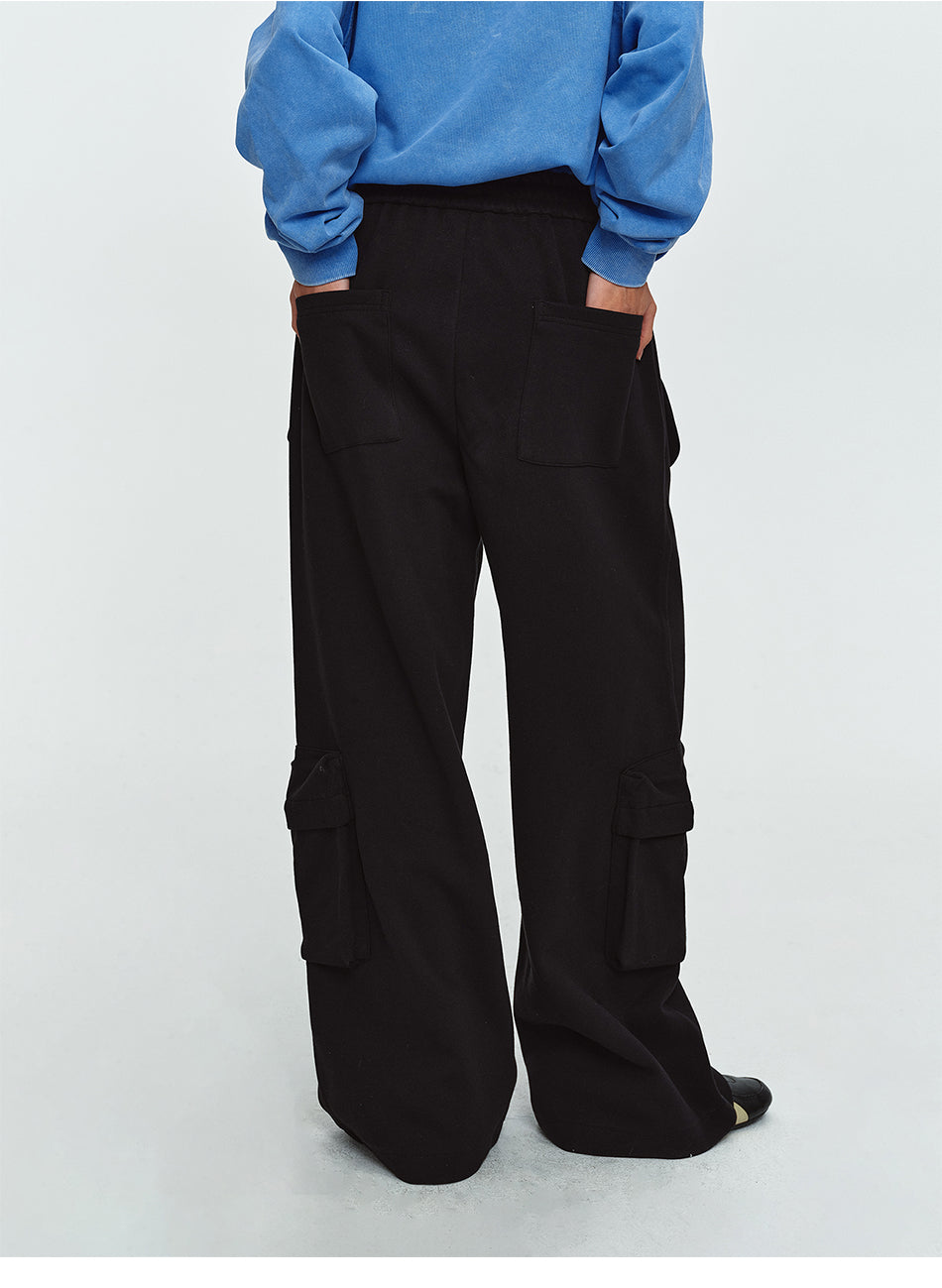 MADWITCH MULTI-POCKET DRAWSTRING WIDE-LEG SWEATPANTS #HL801