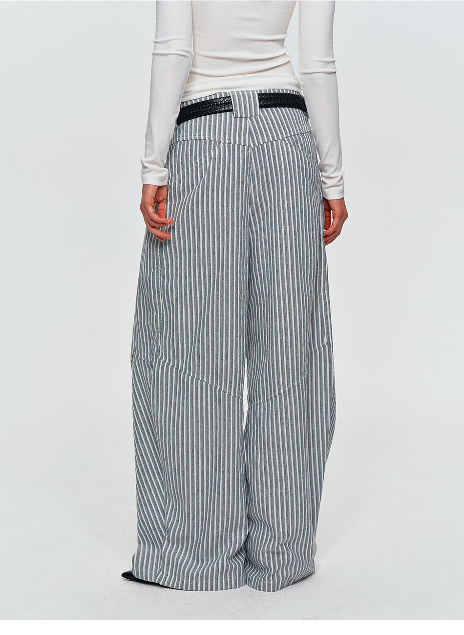 MADWITCH PLEATED STRIPED CURVED PANTS #CK61096