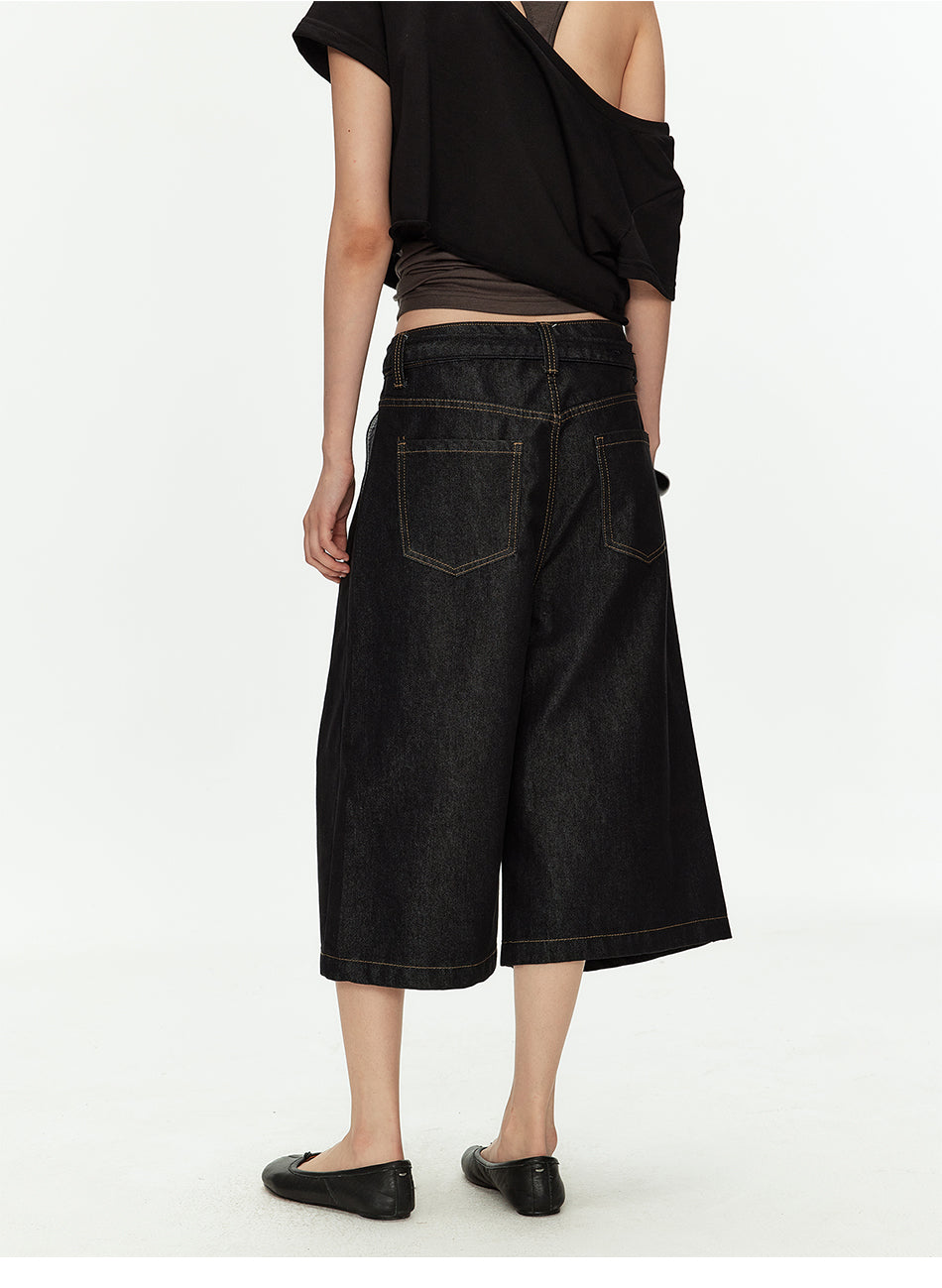 MADWITCH RAW BLACK CROP JEANS #8633