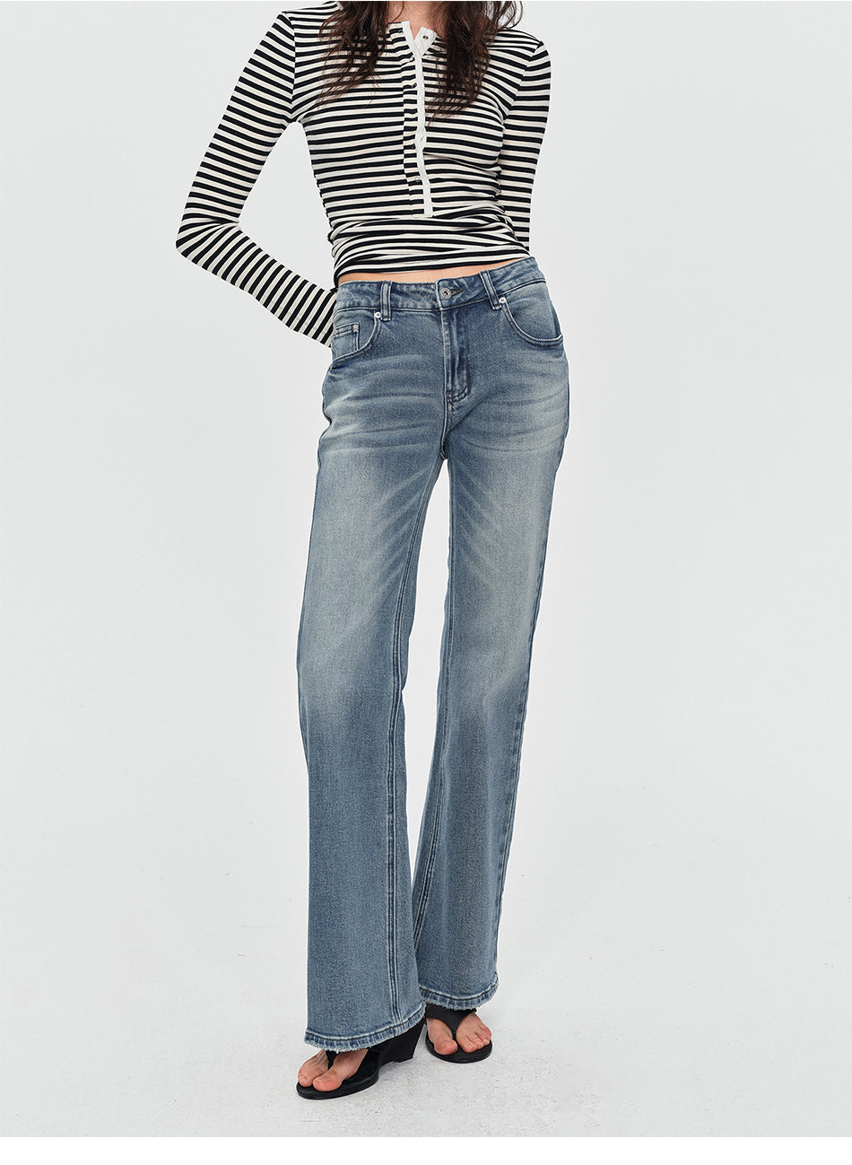 MADWITCH VINTAGE RAW-HEM FLARED JEANS #CN9855