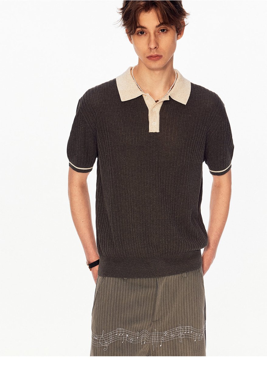 MADWITCH COLORBLOCK RIBBED POLO TEE MD27493 - MadWitch Store