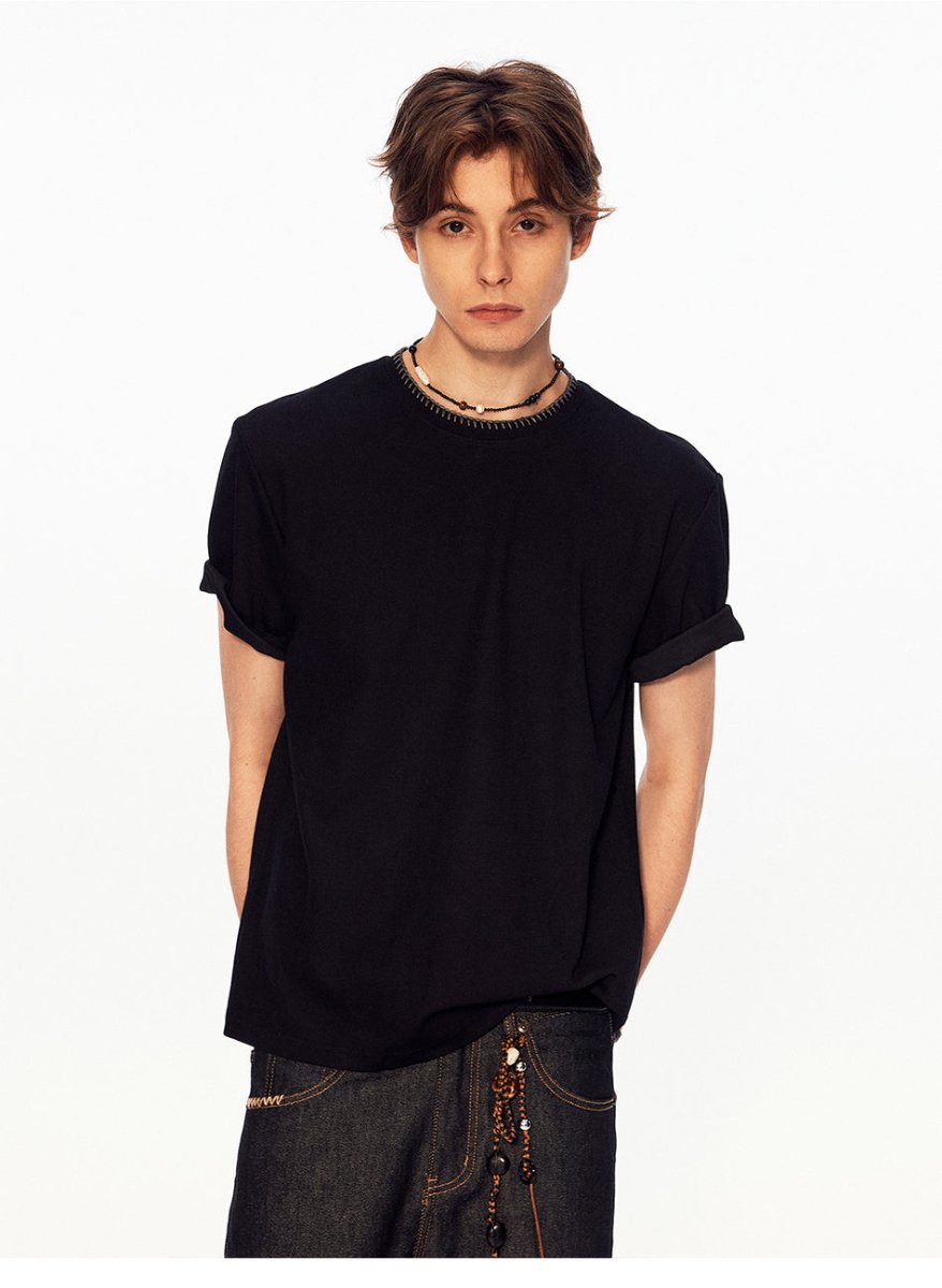 MADWITCH CURVED STITCH KNIT TEE AW26087 - MadWitch Store