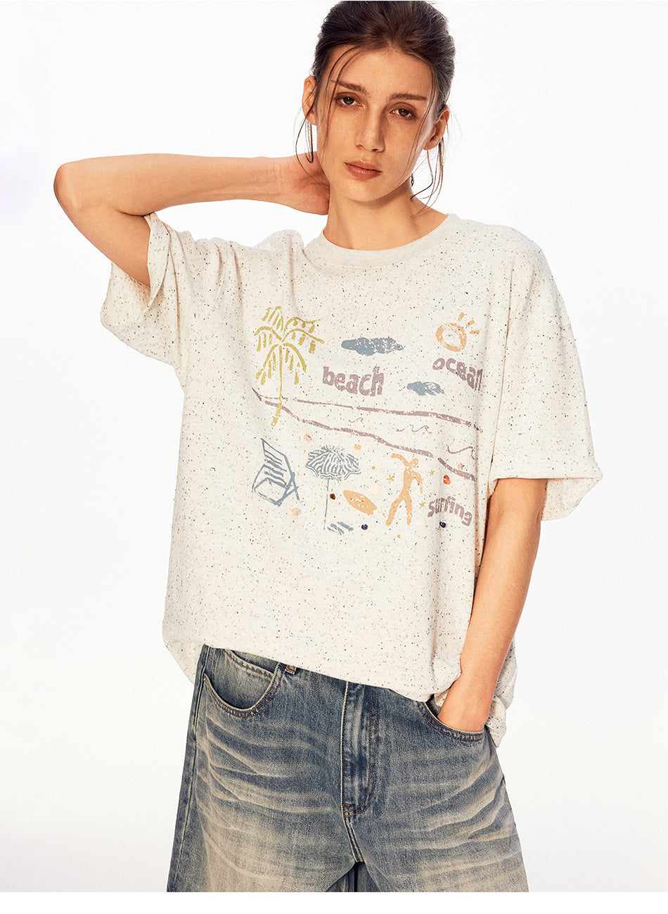 MADWITCH VINTAGE BEACH PRINT TEE #991310