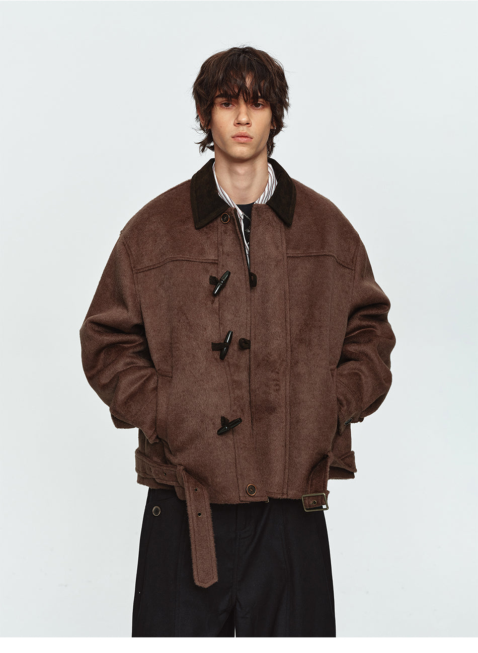 MADWITCH BELTED TOGGLE-BUTTON WOOL-BLEND PUFFER JACKET #991392