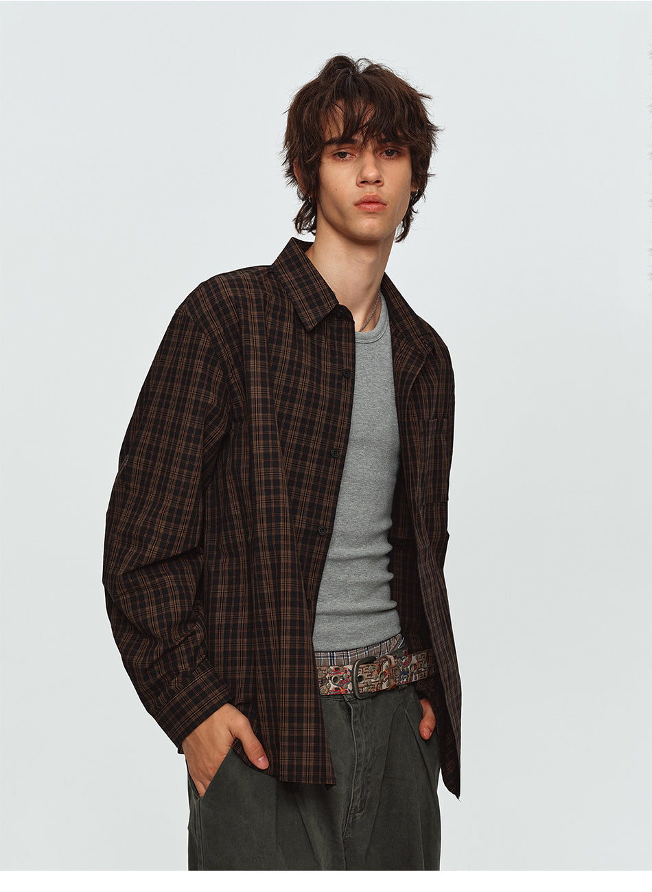 MADWITCH PLAID RELAXED-FIT CASUAL SHIRT #CR6256