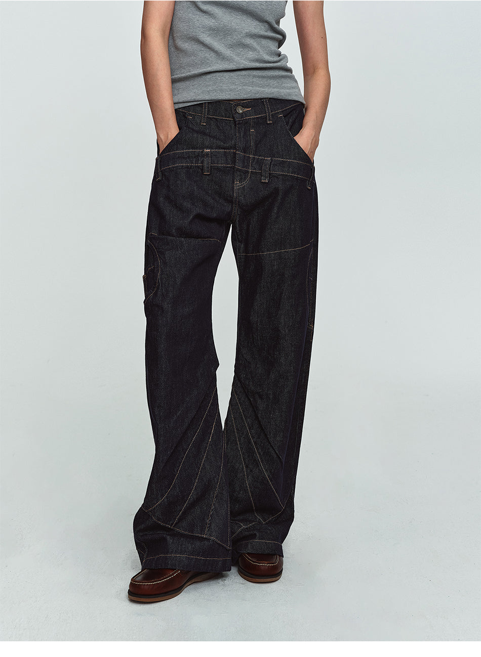 MADWITCH DECONSTRUCTED RAW-DENIM WIDE-LEG JEANS #2026380