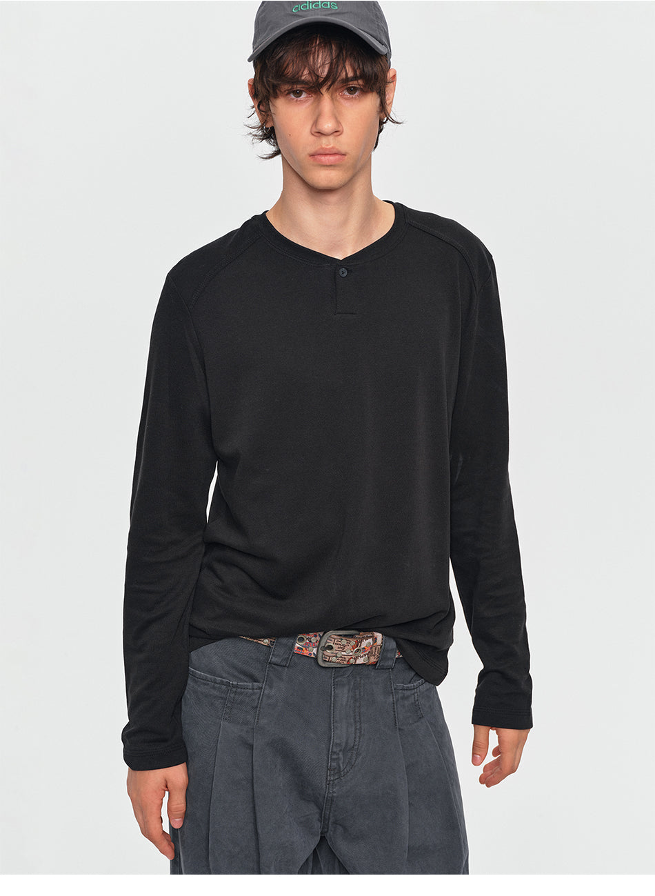 MADWITCH WOOL-BLEND HENLEY TEE #2605TX7054
