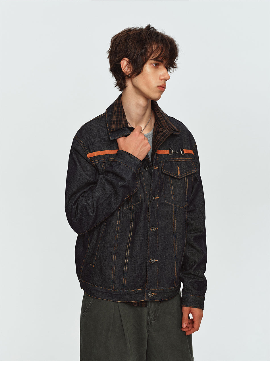 MADWITCH RAW-DENIM COLLARED CROPPED UTILITY JACKET #2606WT3040