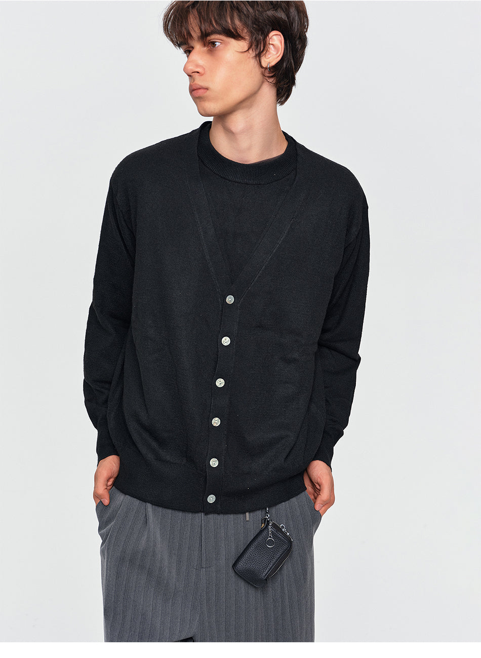 MADWITCH FAKE-TWO-PIECE KNIT SWEATER #MY2602
