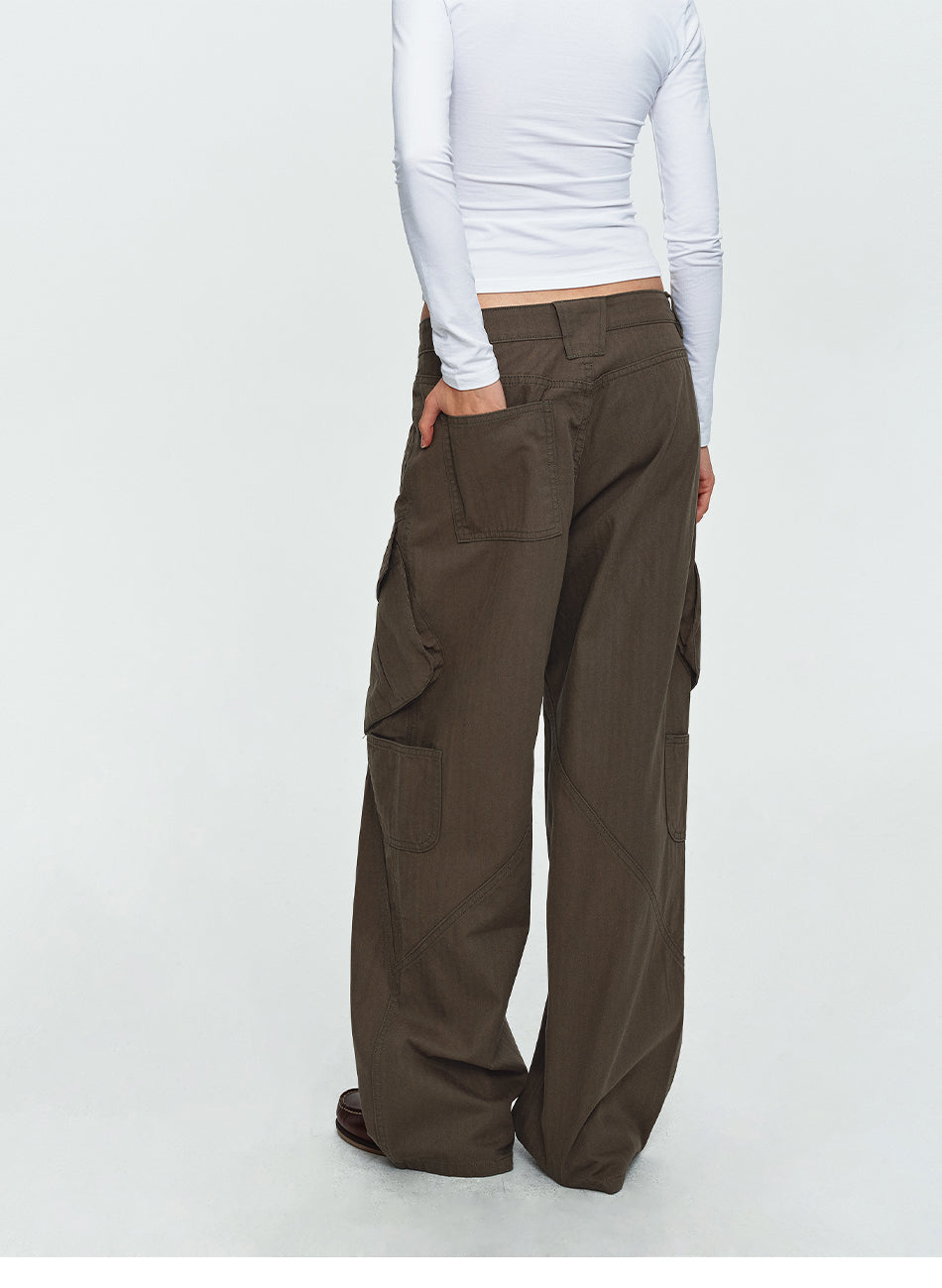 MADWITCH CONTRAST-STITCH MULTI-POCKET CARGO TROUSERS #A647