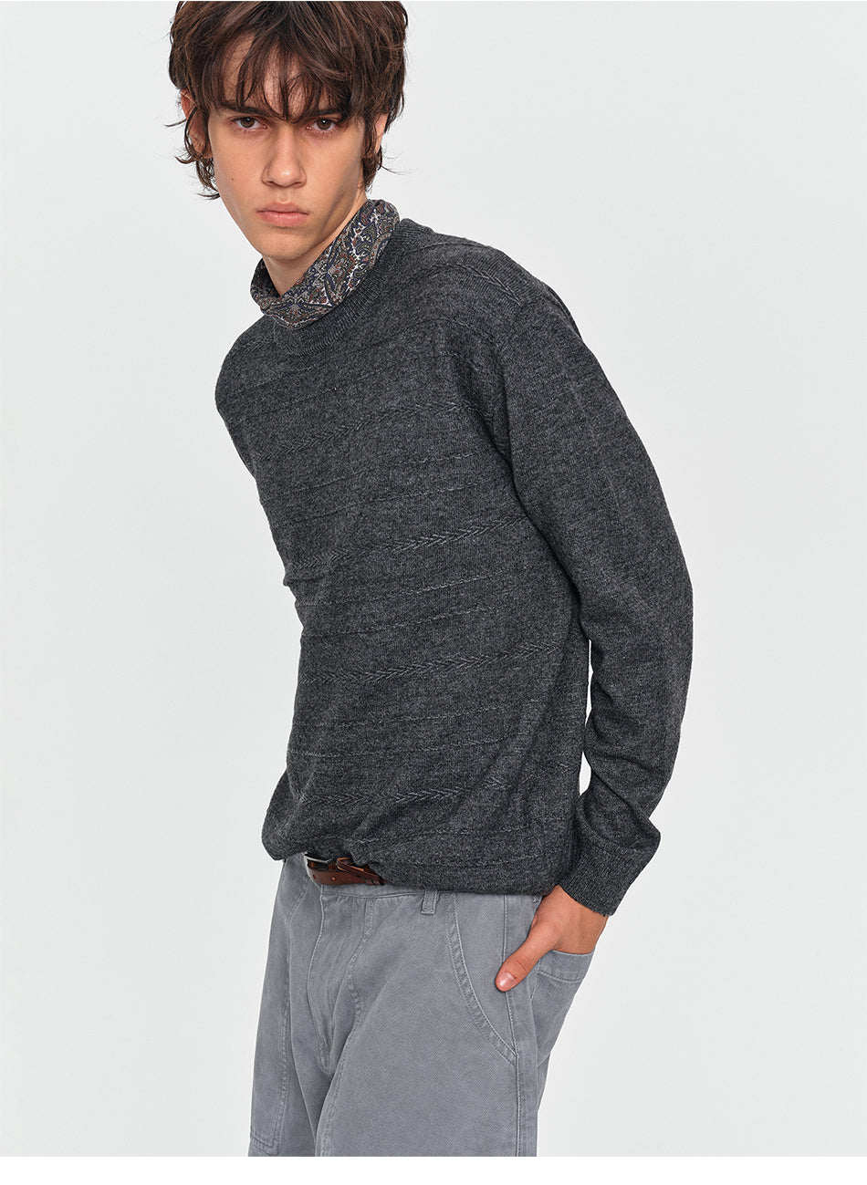 MADWITCH TEXTURED CREWNECK WOOL-BLEND SWEATER #32878