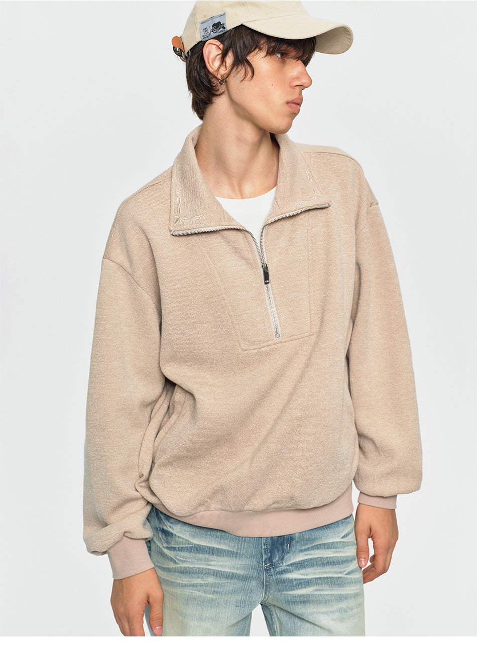 MADWITCH EMBROIDERED LAYERED HALF-ZIP SWEATSHIRT #991395