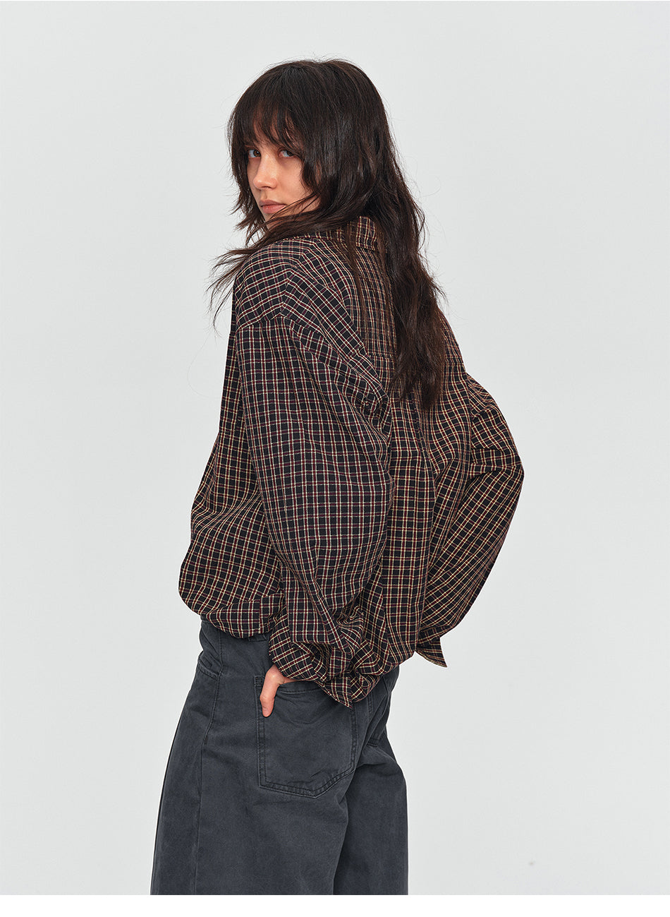 MADWITCH RUCHED PLACKET PLAID SHIRT #26090
