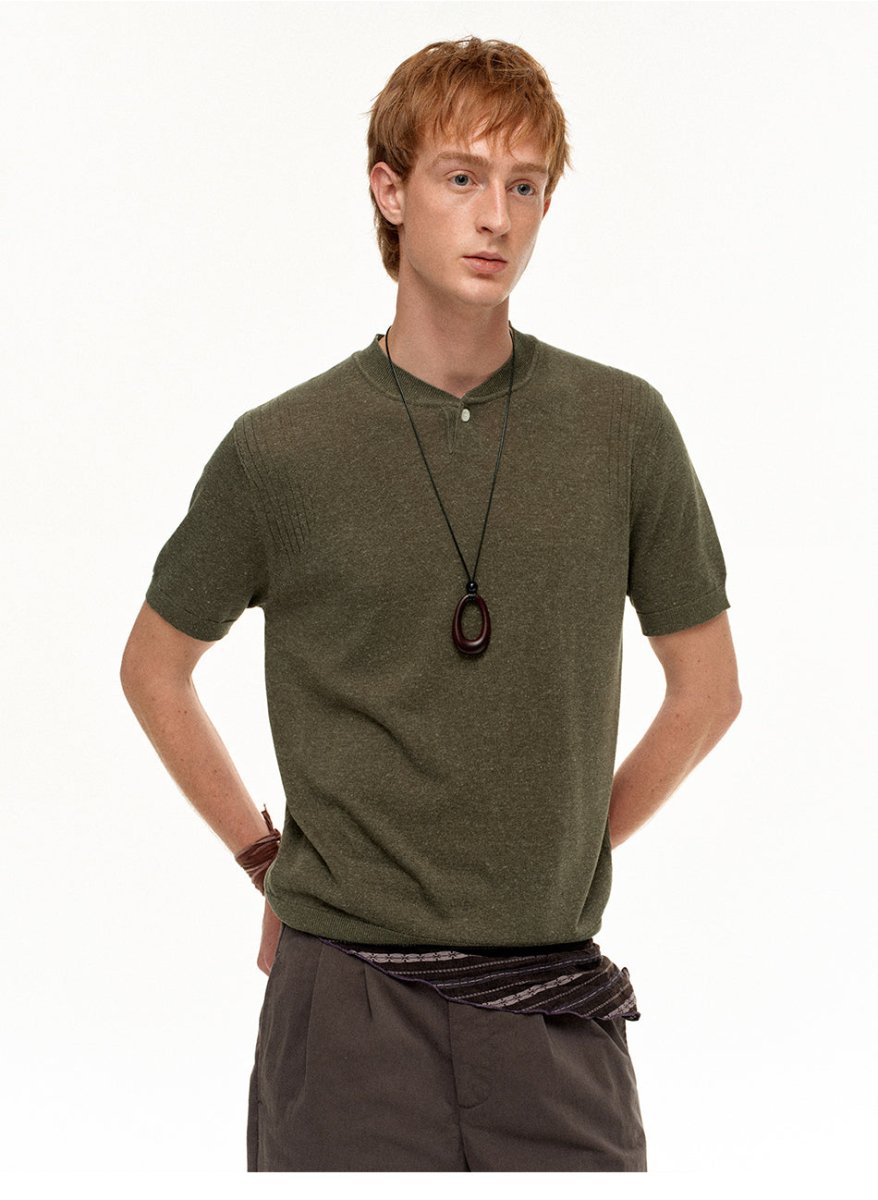 MADWITCH HENLEY RELAXED KNIT TEE 86122 - MadWitch Store