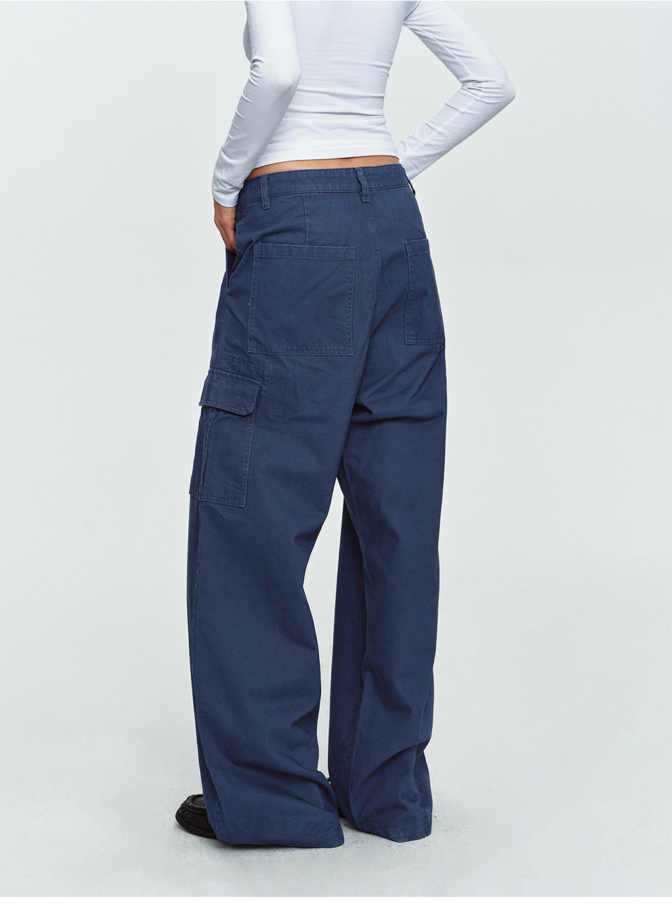 MADWITCH MINIMALIST SIDE-POCKET WIDE-LEG CARGO PANTS #A645