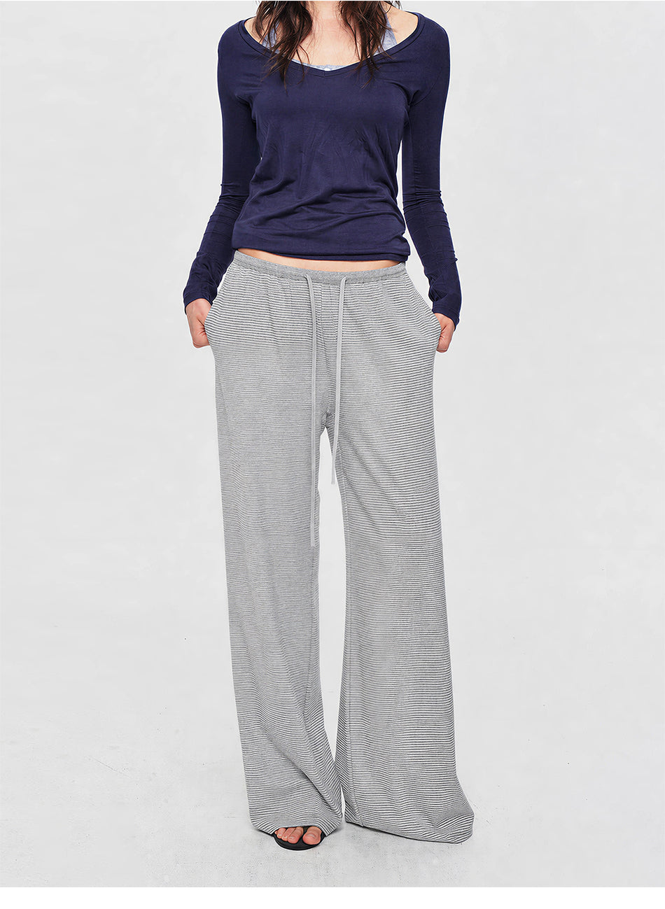 MADWITCH STRIPED LYOCELL WIDE-LEG TROUSERS #CN61103