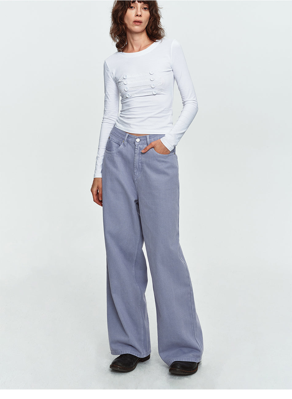 MADWITCH LAVENDER-WASH WIDE-LEG JEANS #A646