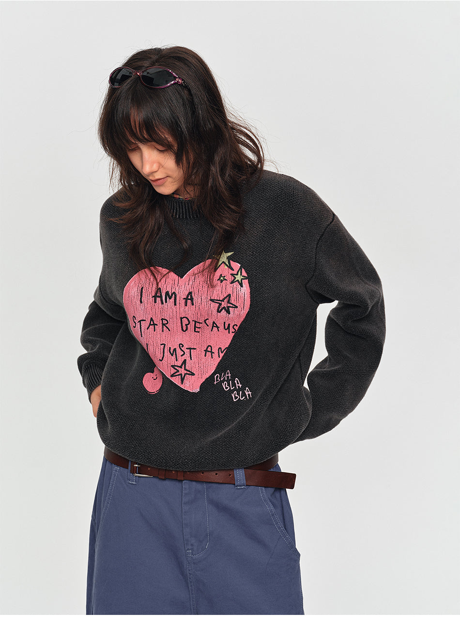 MADWITCH GRAFFITI HEART OVERSIZED SWEATER #MY2609