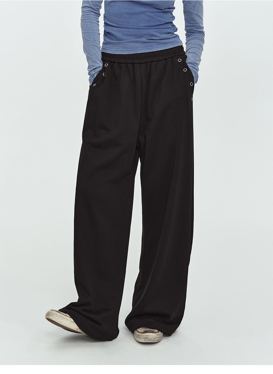 MADWITCH EYELET STUDDED WIDE-LEG SWEATPANTS #CK61109