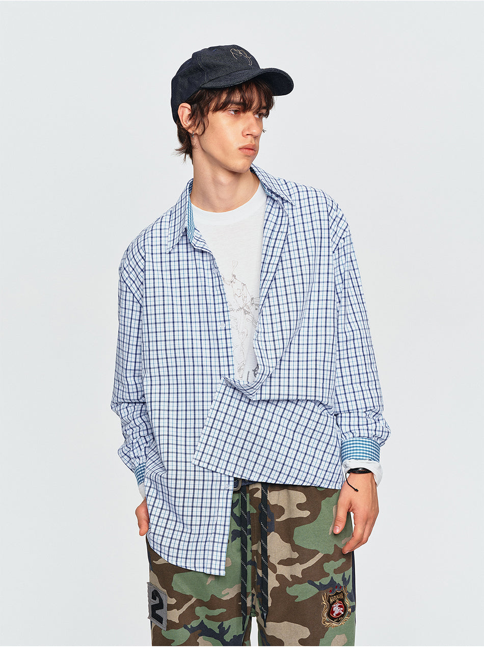 MADWITCH VINTAGE CONTRAST PLAID SHIRT #B301