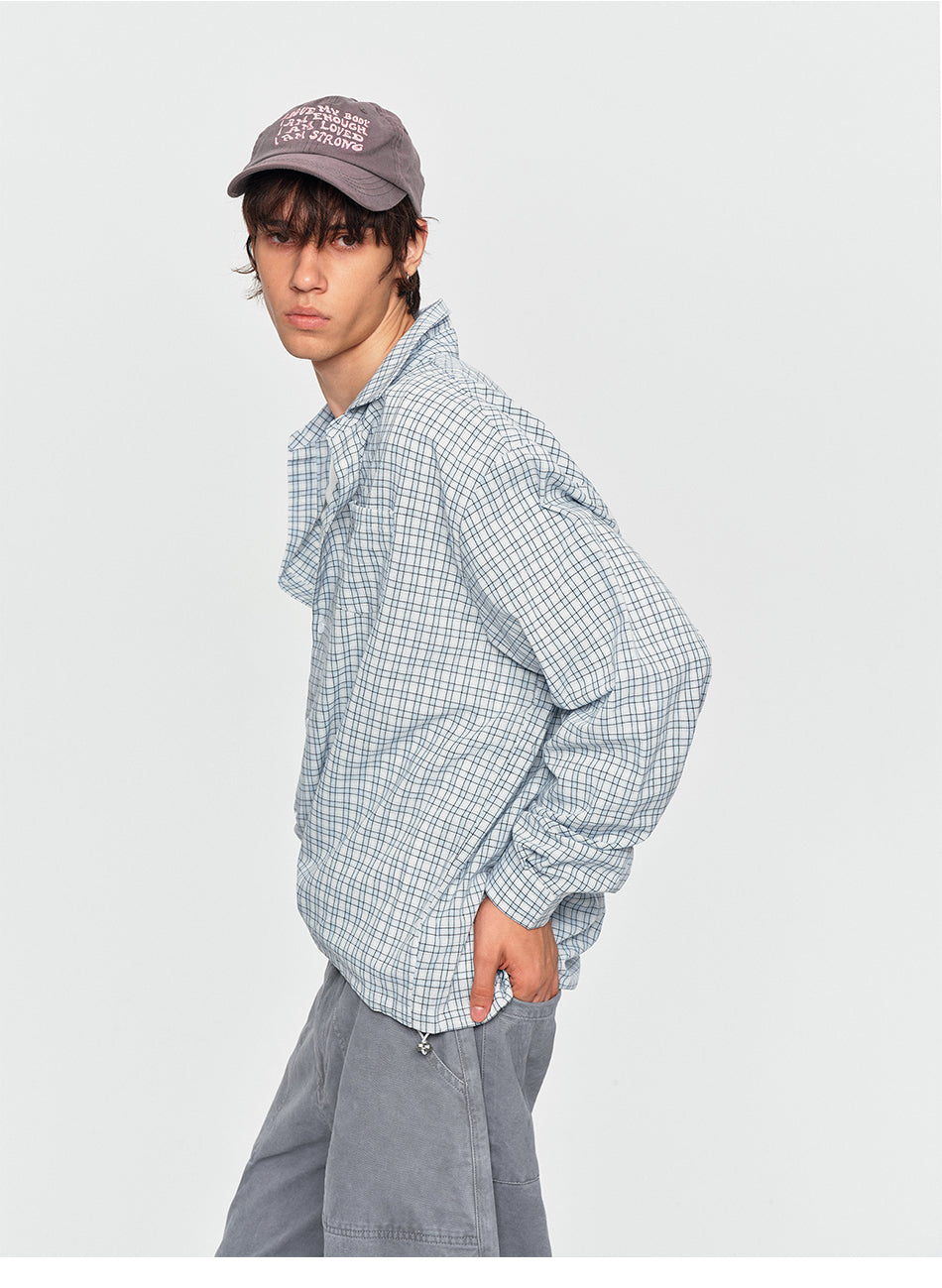 MADWITCH DRAWSTRING PLAID SHIRT #RC153
