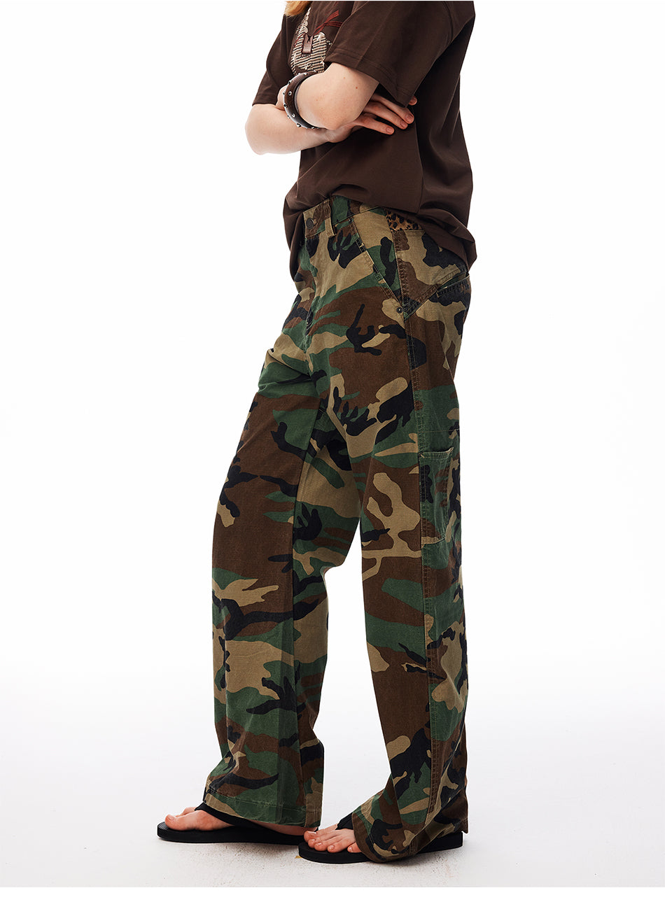 MADWITCH CAMO LEOPARD CURVED CARGO PANTS #CK61063