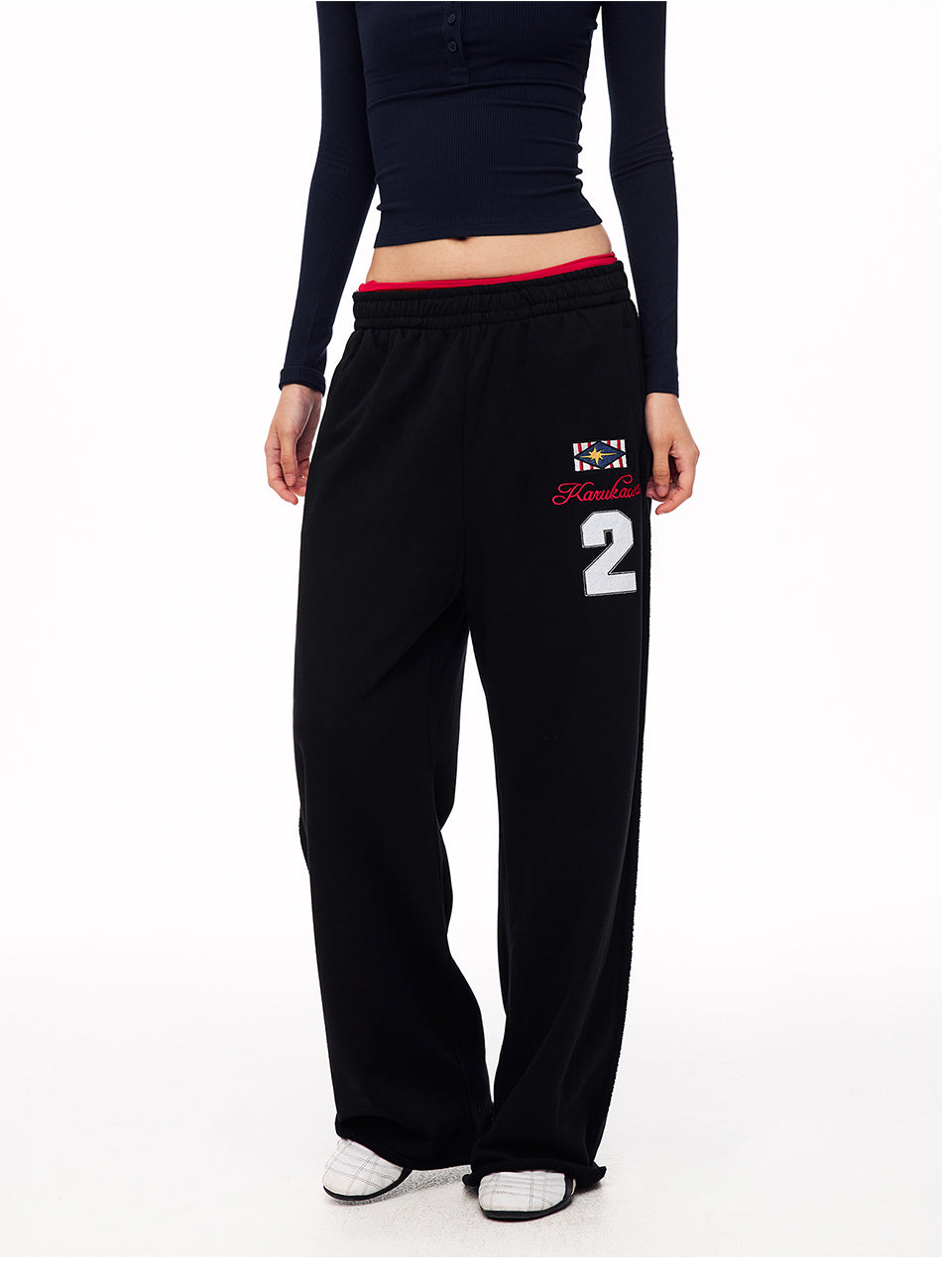 MADWITCH EMBROIDERED WIDE-LEG SWEATPANTS #CK61066