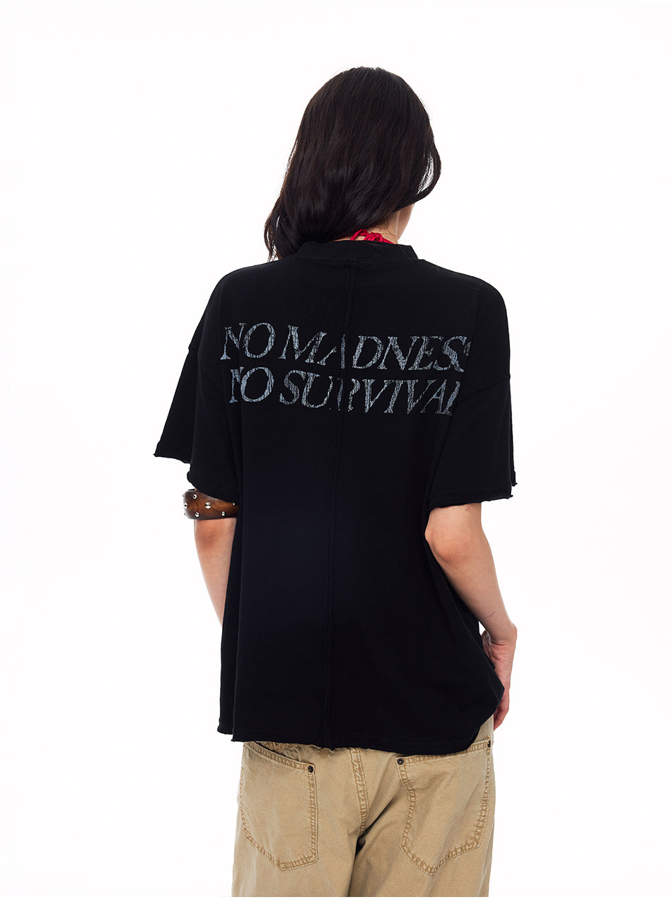 MADWITCH DISTRESSED SLOGAN SILHOUETTE GRAPHIC TEE #TC137