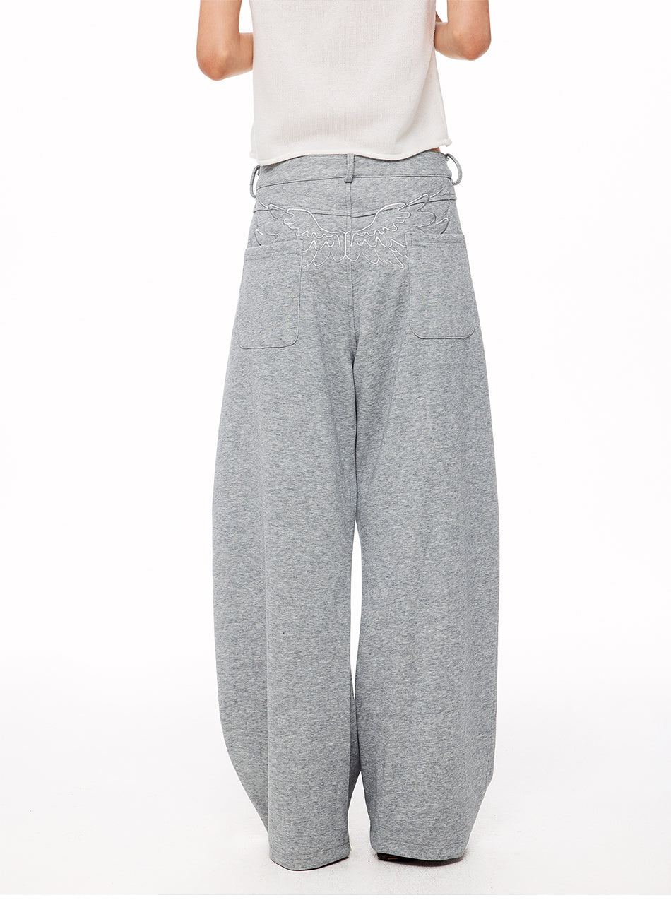 MADWITCH EMBROIDERED BACK-STRAP WIDE-LEG SWEATPANTS #L2026554