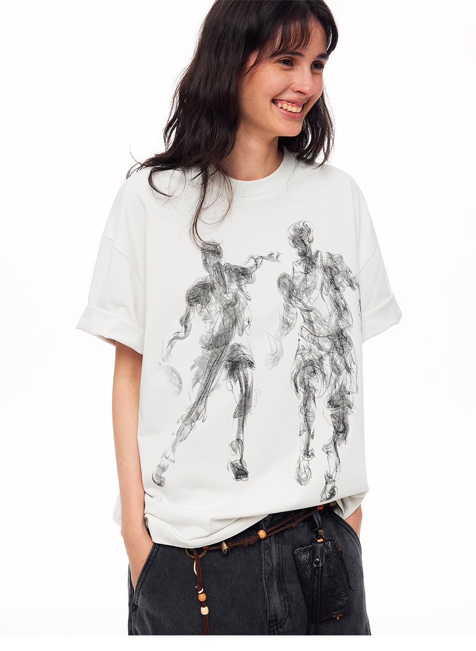 MADWITCH VINTAGE SMOKE CHARACTER GRAPHIC TEE #3265