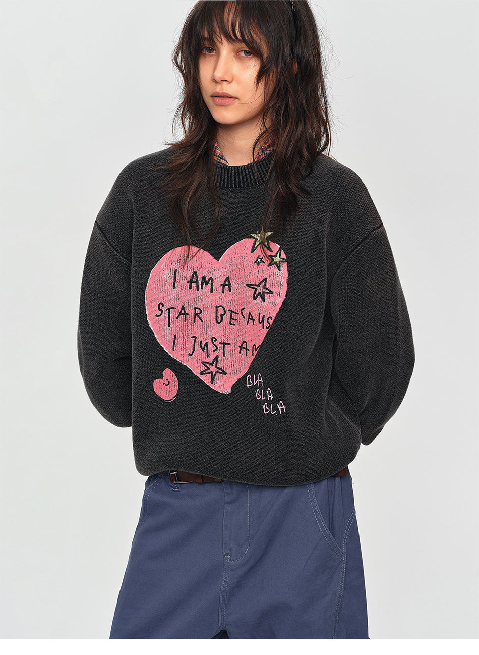 MADWITCH GRAFFITI HEART OVERSIZED SWEATER #MY2609