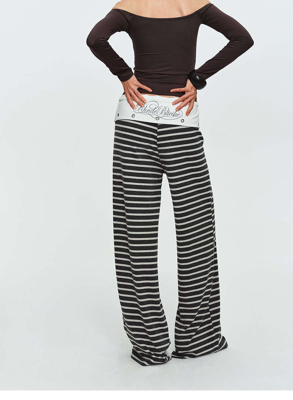 MADWITCH STRIPED STUDDED WIDE-WAISTBAND SWEATPANTS #C2026373