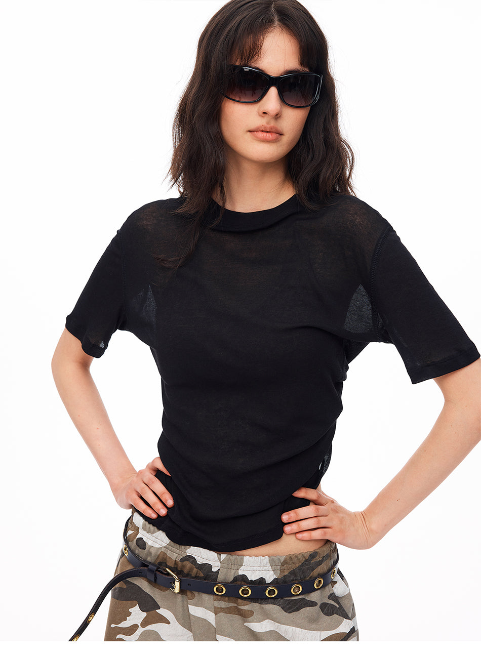 MADWITCH SHEER SHORT SLIM FIT CREWNECK TEE #GPTC150N