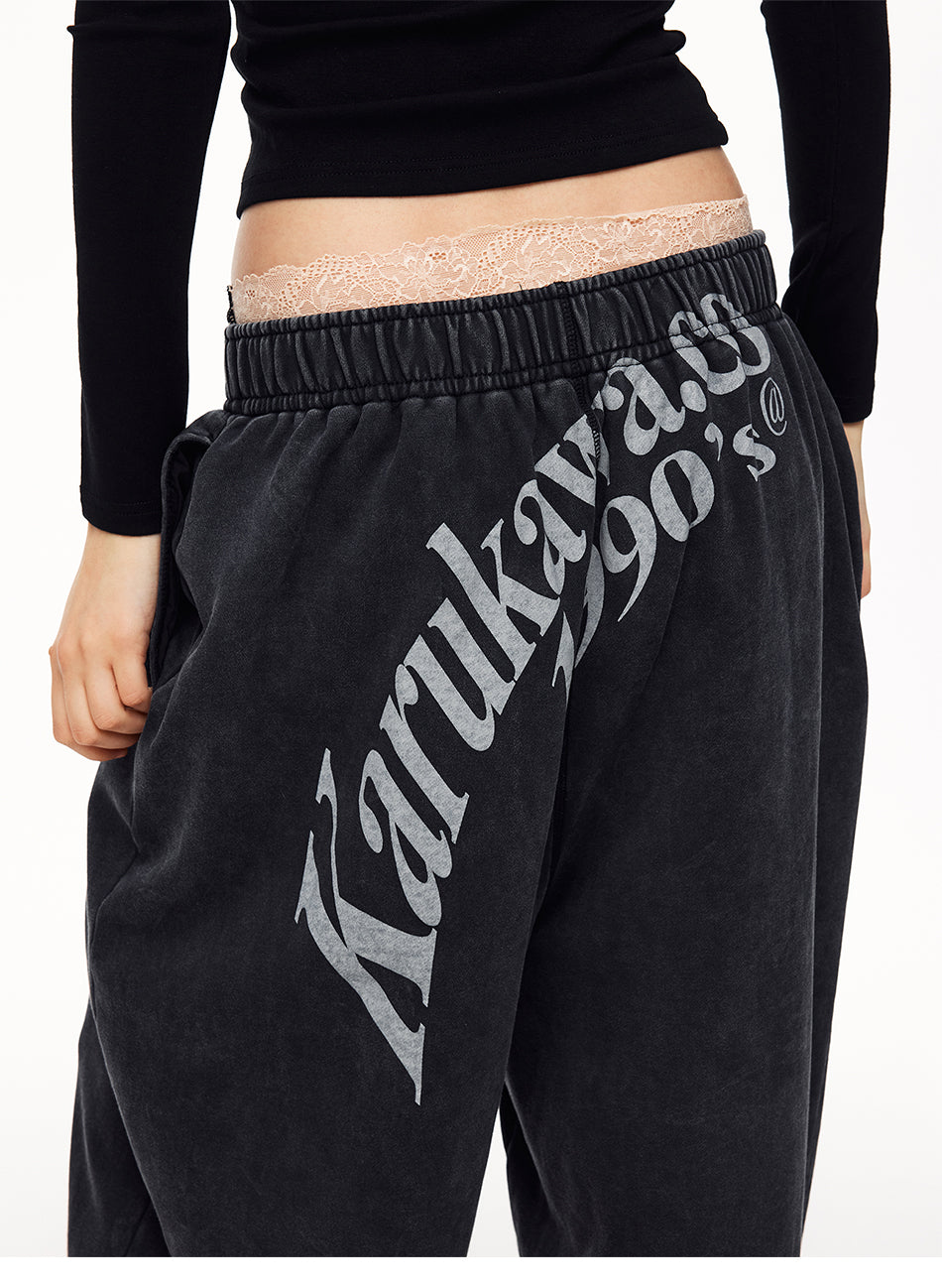 MADWITCH WASHED GRAPHIC WIDE-LEG SWEATPANTS #CK61053