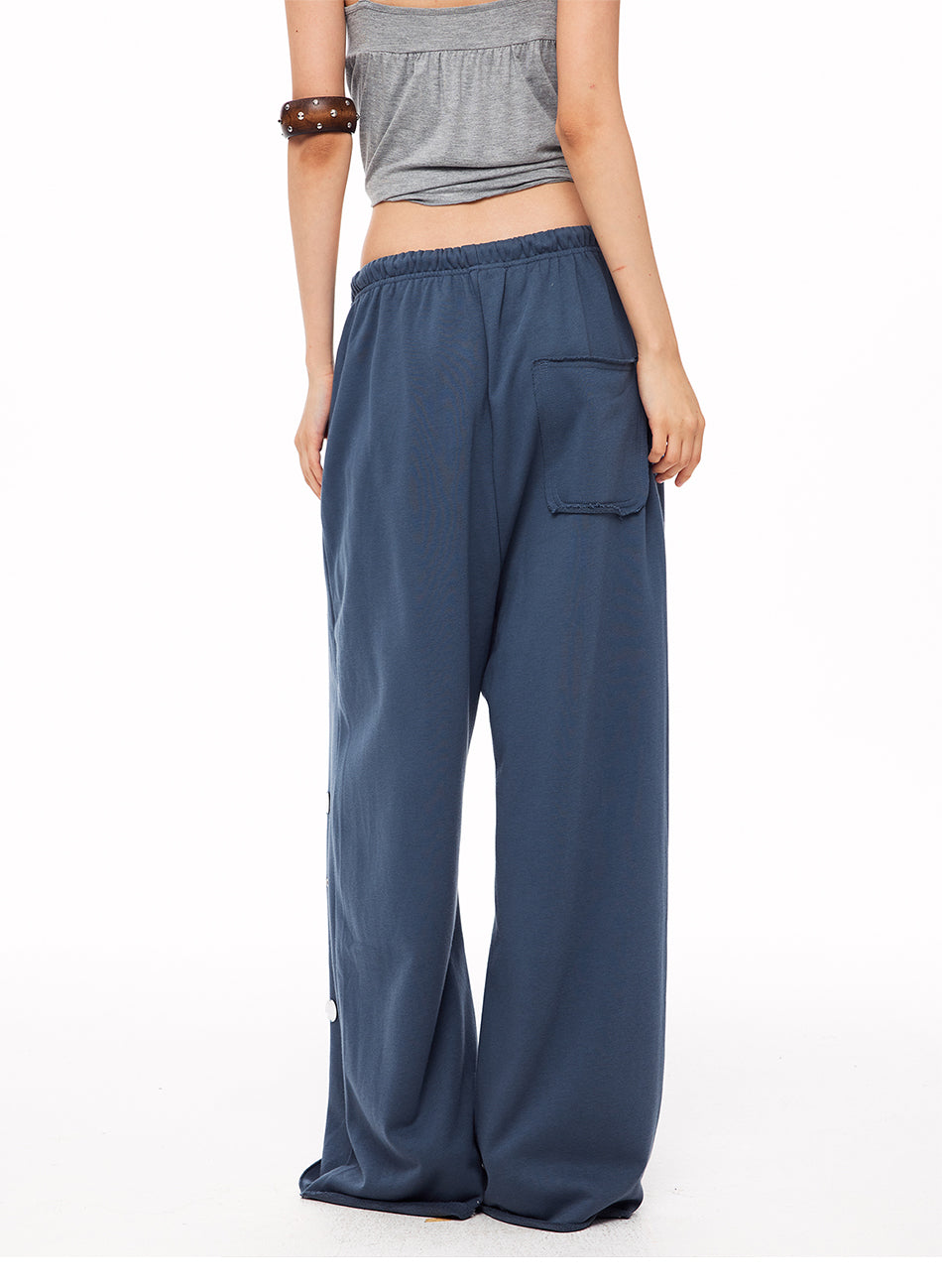 MADWITCH DRAWSTRING MIRROR-DISK WIDE-LEG SWEATPANTS #CK61067