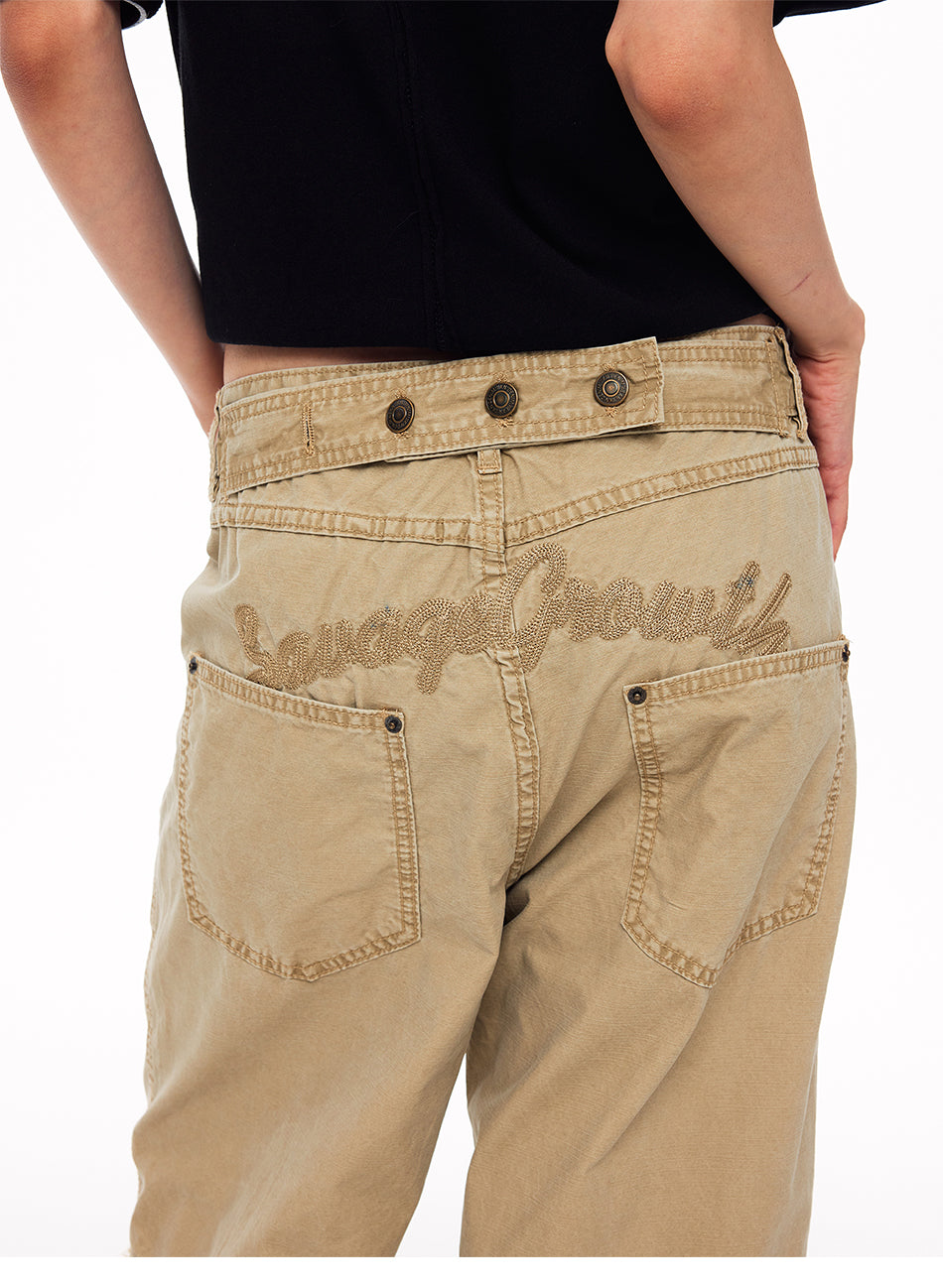 MADWITCH DECONSTRUCTED EMBROIDERED WASHED CARGO TROUSERS #CK3653