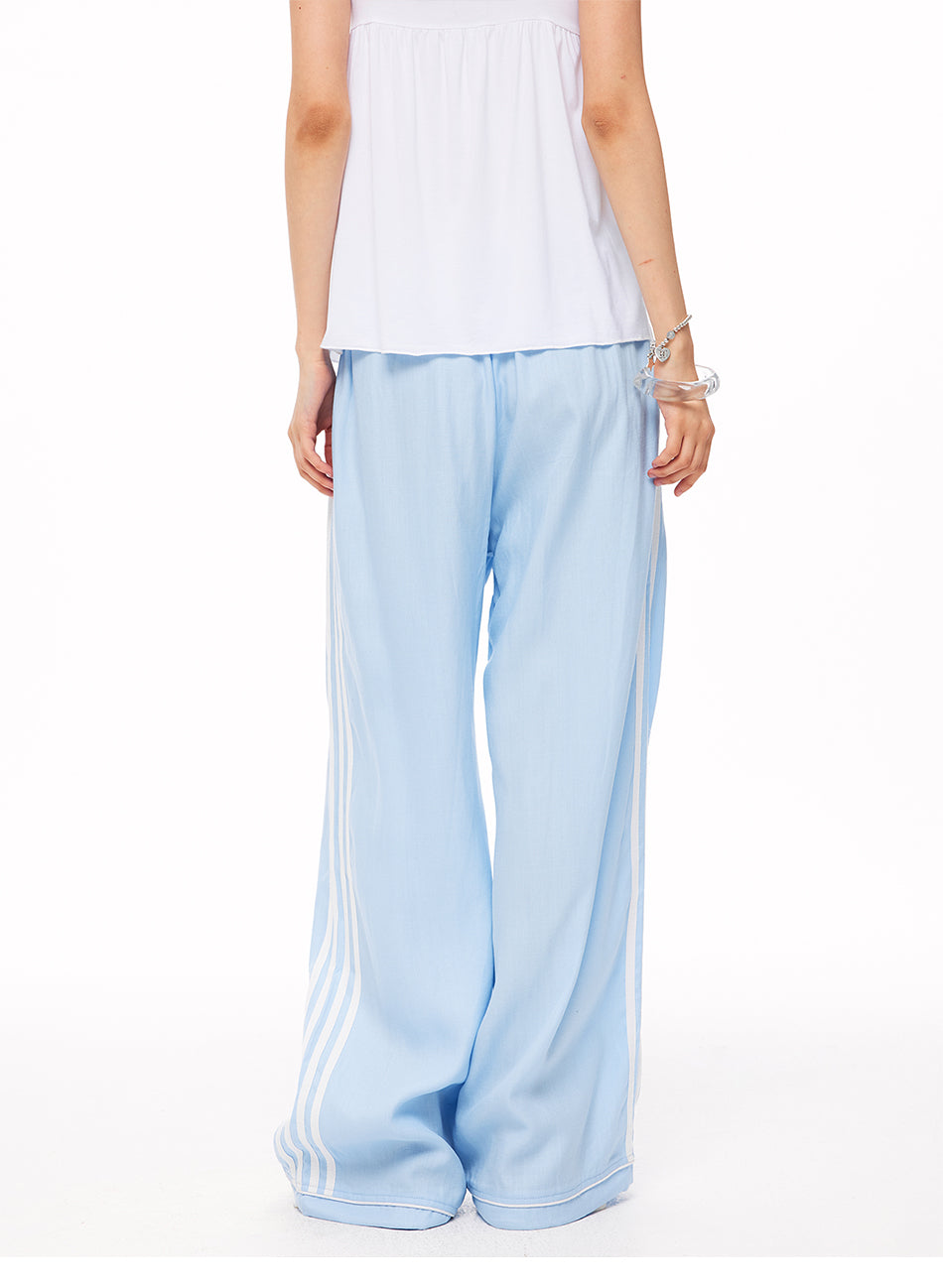 MADWITCH STRIPED LYOCELL-LINEN WIDE-LEG PANTS #CK61057